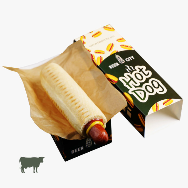 Հոթ դոգ ֆրանսիական հացով տավարի