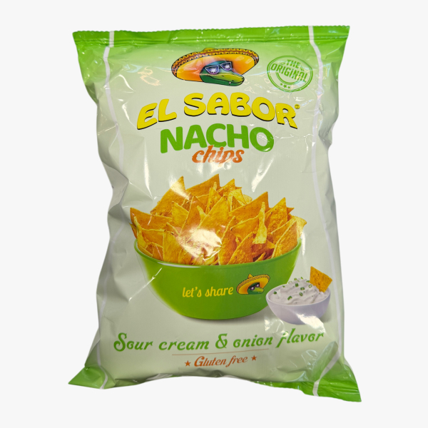 Եգիպտացորենի Չիպս «El Sabor Nacho»  Թթվասեր և սոխ 100գ